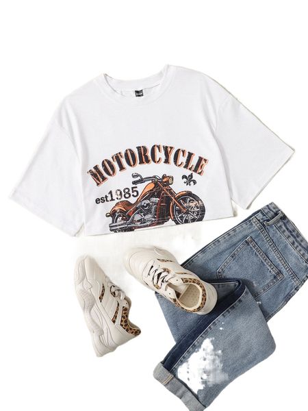

letter graphic crop tee v1ym#, White