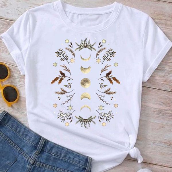 

moon spring ladies t shirts cartoon clothing short sleeve fashion clothes graphic shirt summer tee women t-shirt female top, White