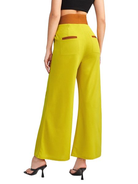 

x vae contrast panel flap pocket flare leg pants 02gy#, Black;white