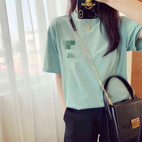 

designerspring and fashion summer short sleeved t-shirt embroidered round neck loose, same style for male female stars, White