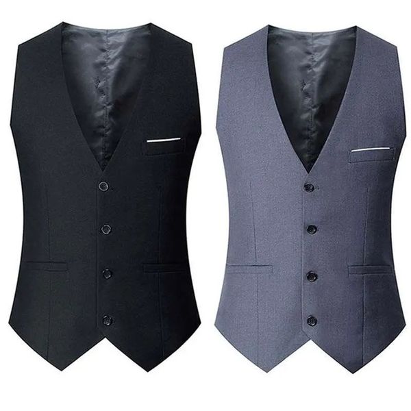 Черно -серый темно -синие жилетки для мужчин Slim Fit Suit мужчина по затуханию Gilet Homme повседневная рукавочная формальная куртка 220704