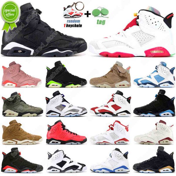 

7-13 6s unc basketball shoes mens trainers 6 electric green carmine red infrared hare angry bull sport blue dmp outdoor sports sneakers, Black