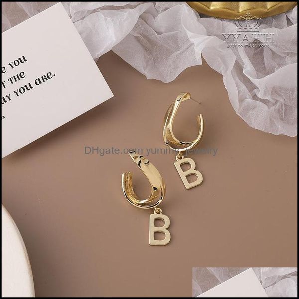 

stud earrings jewelry european and american fashion retro b letter female drop delivery 2021 yha94, Golden;silver