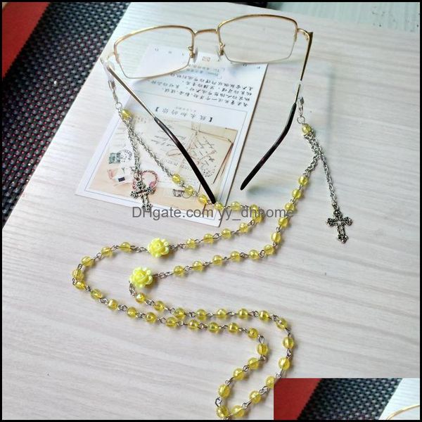 

eyeglasses chains eyewear accessories fashion cross glasses beads chain women rose acrylic long sunglasses hanging jewelry drop delivery 2