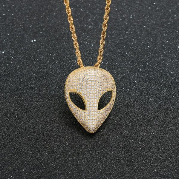 

pendant necklaces fashion creative alien skull mask necklace men's ladies punk style hip hop rock party jewelry, Silver