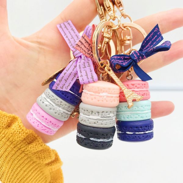 

cute macaron key chain party supply women cake fashion keychain bag charm car ring wedding gift 1221681