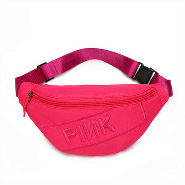 

pink letter belt bag fanny pack for men women chest bags zipper sports purse bananos mujer cintura nylon kidney belt bag 220514