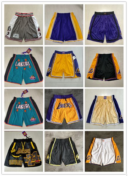 

los angeles''lakers''men throwback basketball shorts pocket red black