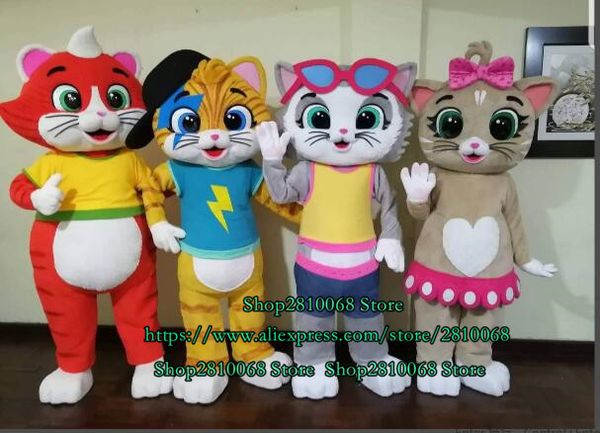 

mascot doll costume factory outlet cat mascot costume flower cat birthday party 1056, Red;yellow