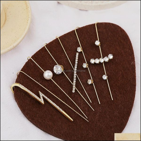 

other earrings jewelry crystal cuff climbers earring set for women girls 13 styles ear cler hook accessories party dhjiz, Golden;silver