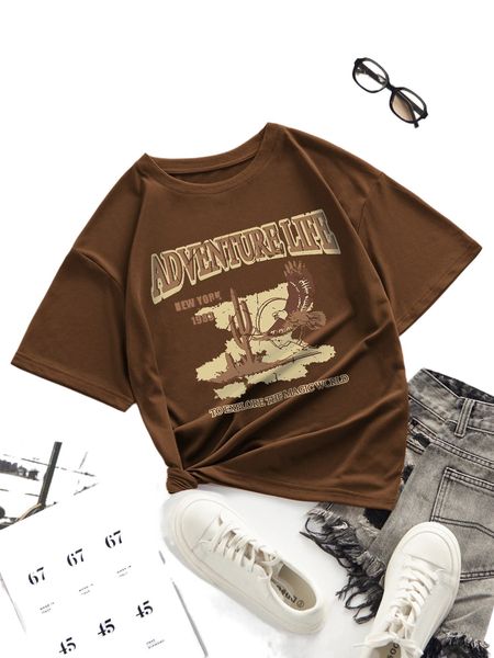 

slogan & eagle print tee e0rx#, White