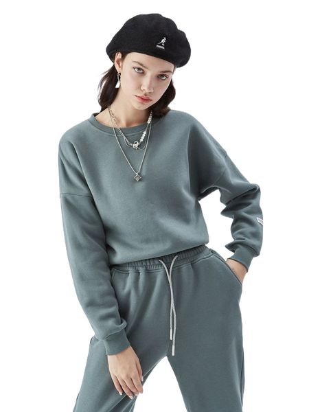 

letter patch drop shoulder crop pullover s0ec#, Black