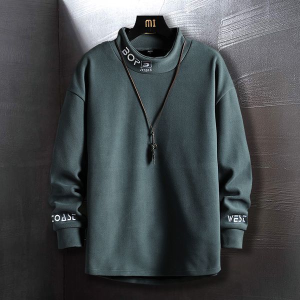 

korean fashion men spring and autumn sweatshirt casual long sleeves sweatshirt men streetwear basic style men clothes 2022, Black