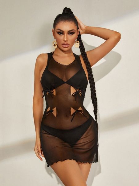 

cut-out tie front cover up n1bj#, White;black