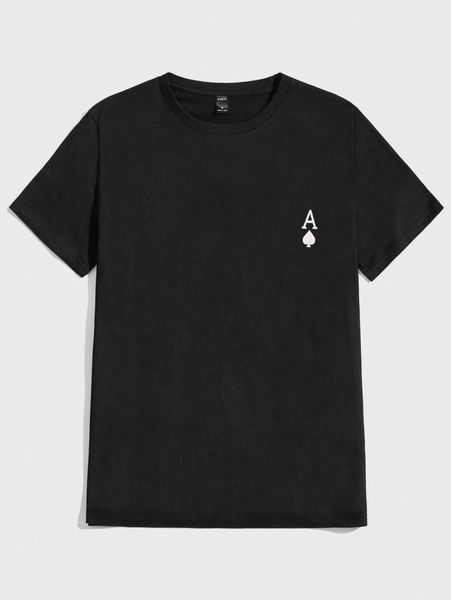 

men playing card print tee h5or#, White;black