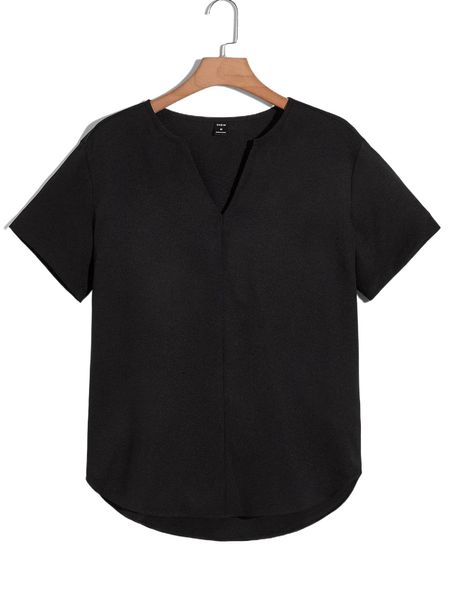 

men notched neck high low hem shirt x1wd#, White;black