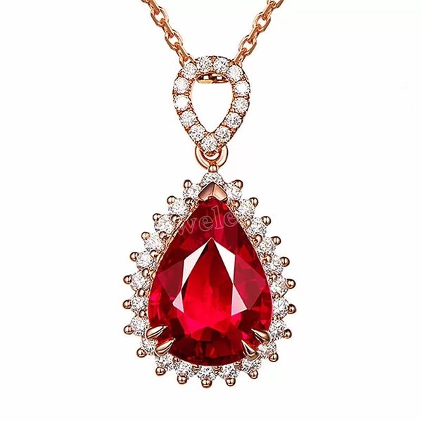 

ruby sapphire pendant necklace elegant romantic created tourmaline gemstone necklace for women wedding jewelry silver necklaces