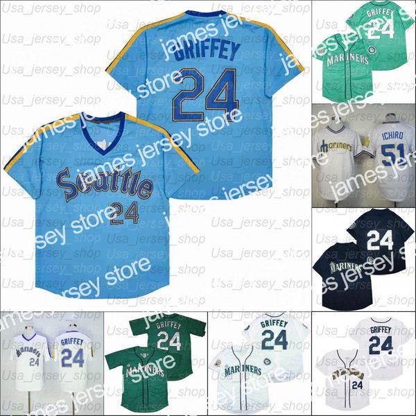 

new baseball jerseys retro baseball 1989 home jersey 24 griffey 51 ichiro green whit, Blue;black