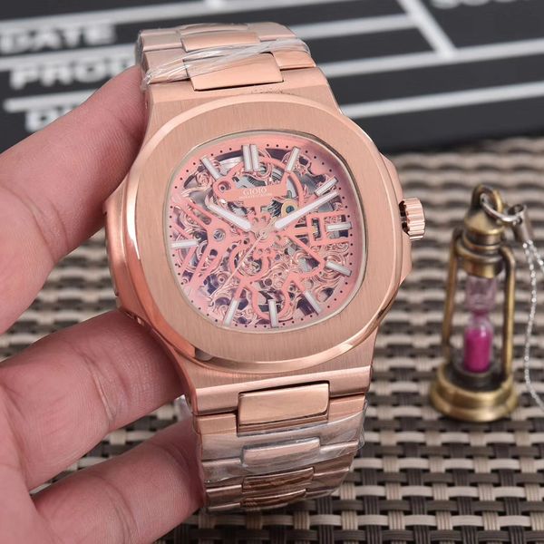 

automatic mechanical men watch rose gold black tourbillion, Slivery;brown
