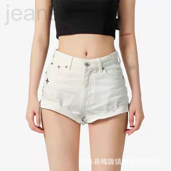 

women's jeans designer y smfk cross pattern hand-painted denim shorts female xia xian thin splash design pants zhongshan pxxg, Blue