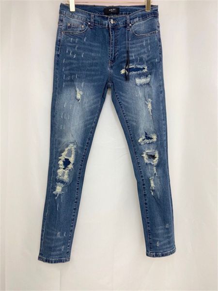 

clothing jeans designer jean skinny pants men women panther print long distrressed cotton r embroidery slim denim straight biker pant, Blue