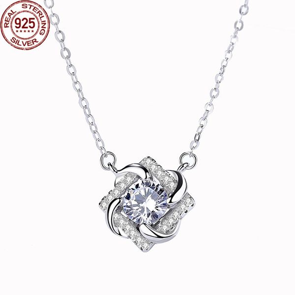 

new arrival s925 sterling silver zircon encrusted necklace women's korean version versatile collarbone chain pendant