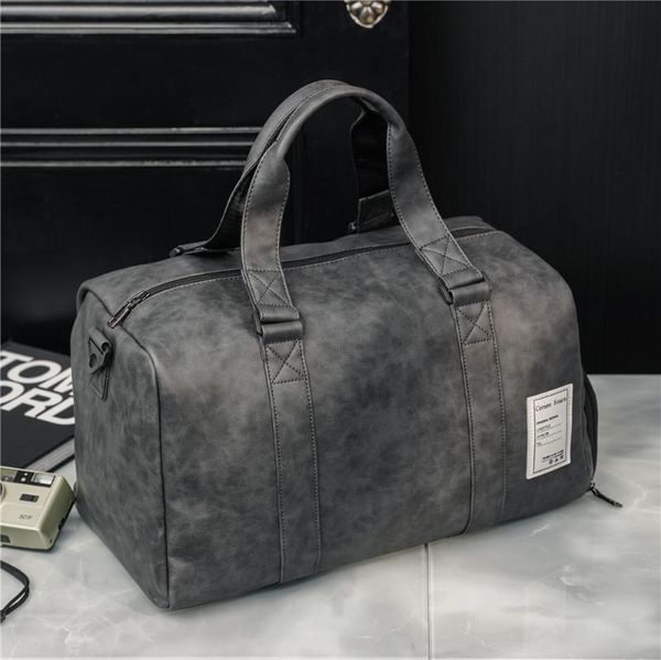 

duffel bags men's pu leather portable travel dry wet separation exercise fitness outdoor casual bagsduffel