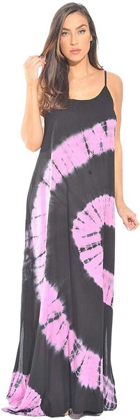 

sun tie dye spaghetti strap maxi dress h0wt#, Black;gray