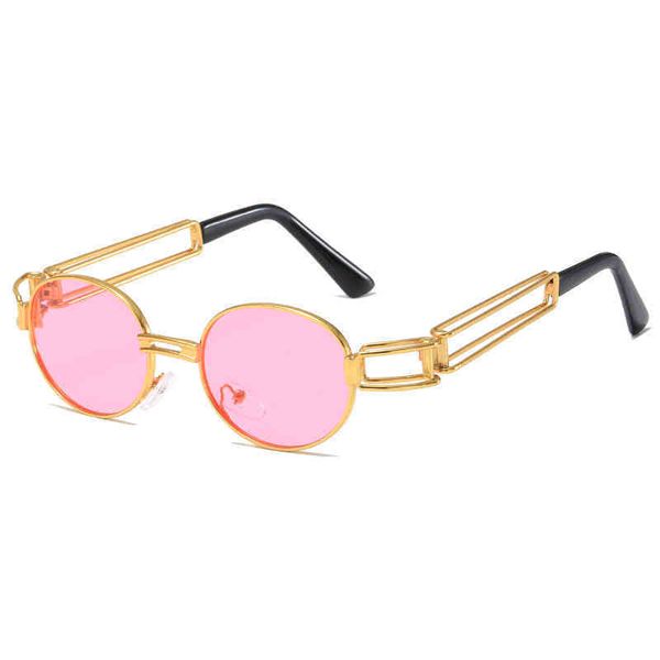 

new punk sunglass men's and women's personalized metal round frame oval fashion sunglass trendy street hip hop glass, White;black