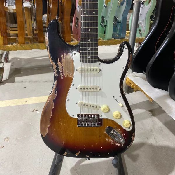 St Relic Electric Guitar Vintage Sunburst Renk Renkli Alder Vücut Gülağacı Klavye Yüksek Kalitesi