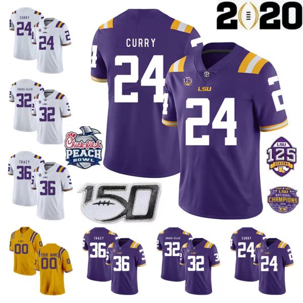 LSU TIGERS NCAA College Football Jersey 22 Clyde Edwards-Helaire Jerseys Jamarr Chase Justin Jefferson Jacob Phillips Nick