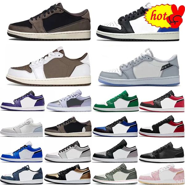 

men women jumpman 1 low basketball shoes 1s triple white shadow university blue unc black bred toe paris chicago light smoky grey nb