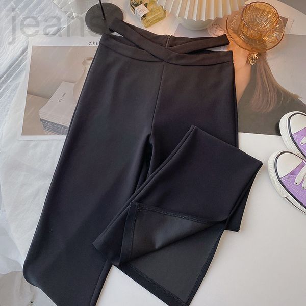 

women's jumpsuits & rompers designer design sense high waist black micro flare pants women's summer 2022 new korean version slim a, Black;white