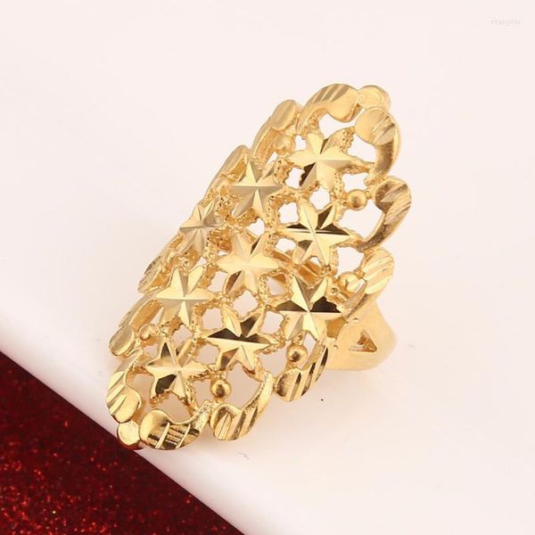 Anéis de casamento Dubai Golden Ring Gold Color Engagement Ajuste Tamanho ajustável dedo para design nigeriano africano etíope rita22