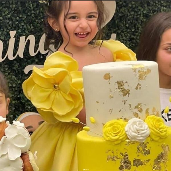 

kids dresses for girls evening party dress elegant princess dress flowers kids white wedding dress summer children clothing 220617, Red;yellow