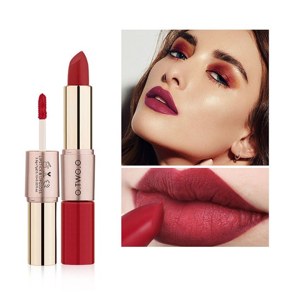 

2 in 1 velvet matte lipstick lip gloss waterproof long lasting lip stick lip-stain lip-glow lip-balm lips makeup cosmetic beauty wholesale z