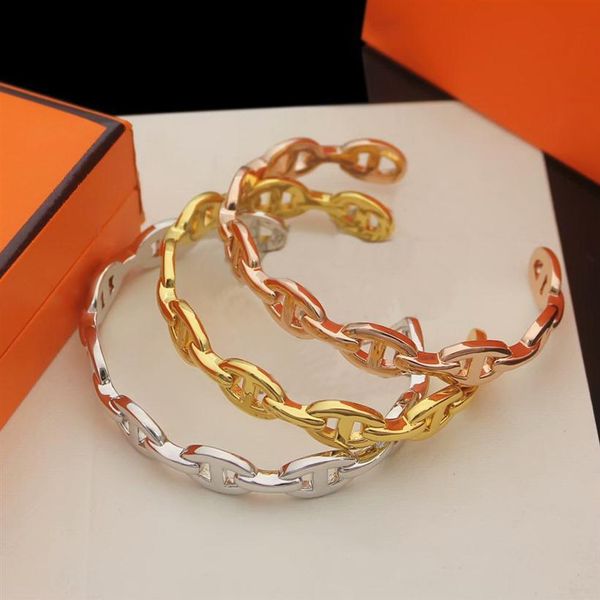 

europe america fashion style lady women titanium steel engraved h initials open bangle bracelets 3 color242b, Black