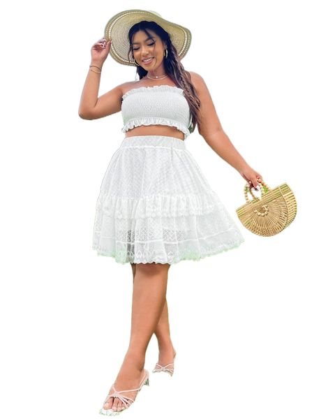 

plus layered hem lace skirt 11va#, Black