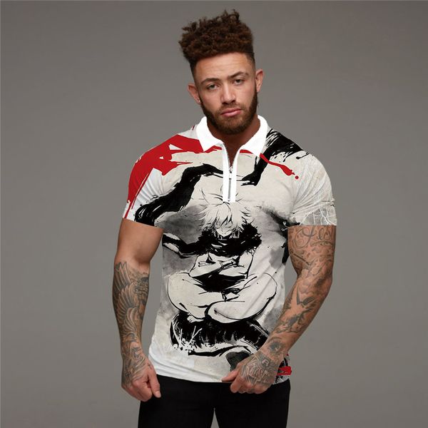 

summer chic plaid stripe casual mens short sleeve polo shirts patchwork turn-down collar zipper design men street clothes 220620, White;black