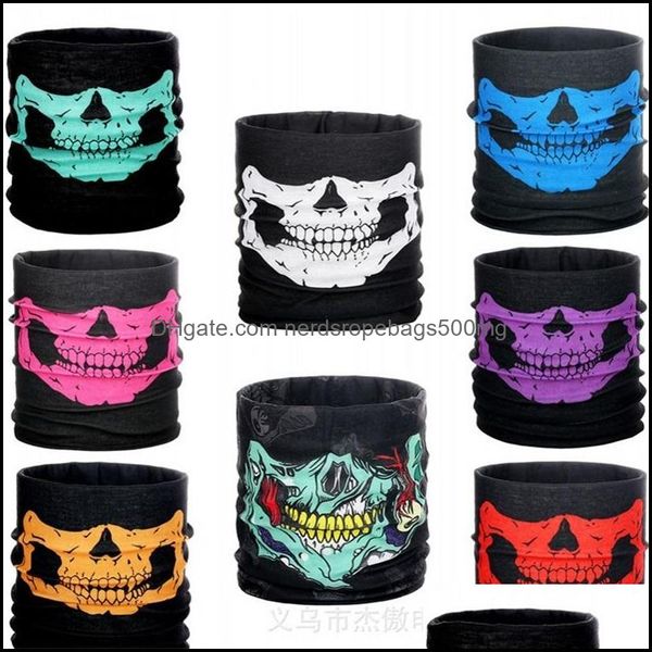 Maschere di design Housekee Organizzazione Casa Giardino Mti Funzione Maschera Bandana senza cuciture per Halloween Decorazioni per feste Cosplay Skl Face Outdo