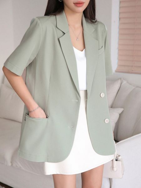 

dazy flap pocket single breasted blazer r6tu#, White