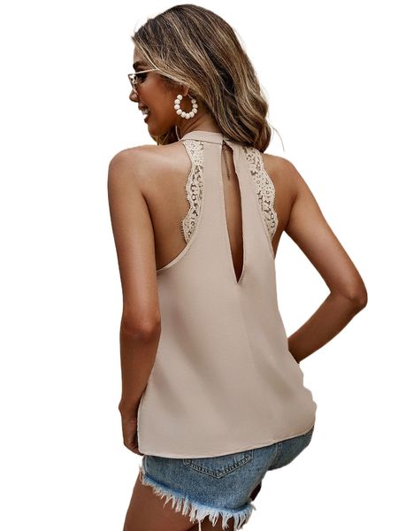 

eyelash lace trim keyhole back blouse b1bk#, White