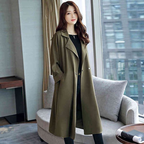 

women's trench coats windbreaker women's medium and long style korean version spring autumn 2022 wear large size atmospheric slim, Tan;black