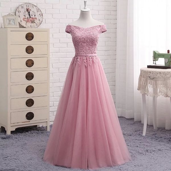 

lace bridesmaid dresse gowns aline cap sleeve tulle elegant women long formal party gowns many color la04 y200109, White;black