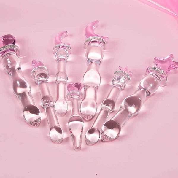 Эротика анальные игрушки бусины розовый сердечный заглушка из стеклянного фаллоимитатора влагалище и стимуляция секса для женщин 220507