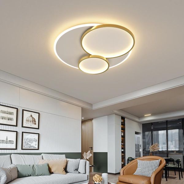 Tavan Işıkları Modern LED Avizeyi Oturma Odası Yatak Odası Çalışması Dönen Yuvarlak Lamba Minimalist Ev Işık Fikstürü