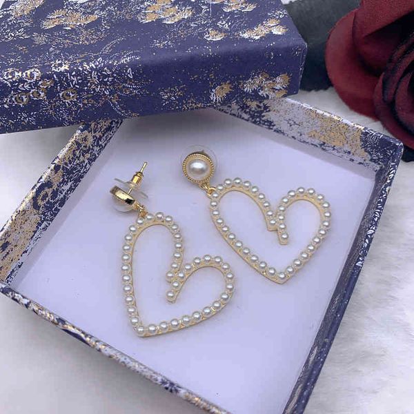 

home high-end version female love pearl light luxury love earrings, Golden