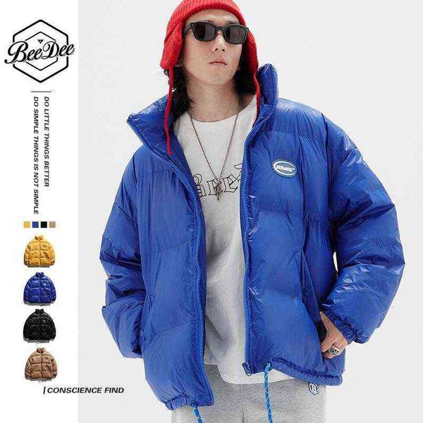 Down Down Parkas Inverno 2022 espessado de cor sólida colar de colarinho de algodão masculina jaqueta de roupas Trend Ins T220809