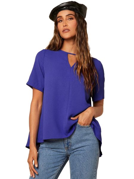 

solid cut out blouse z6zw#, White