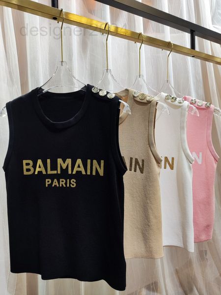 

women's sweaters designer 2022 balman knit slim fit round neck bottomed sweater sweater letter sleeveless women's short f4mu, White;black